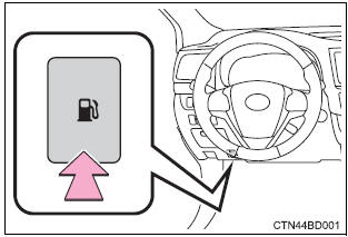 Toyota Highlander. Opening the fuel tank cap