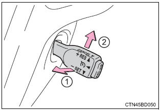 Toyota Highlander. Canceling and resuming the constant speed control