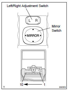  INSPECT OUTER MIRROR SWITCH ASSY