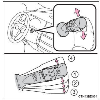 Toyota Highlander. Operating the wiper lever