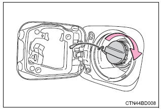 Toyota Highlander. Closing the fuel tank cap