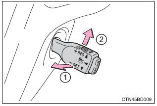 Toyota Highlander. Canceling and resuming the speed control