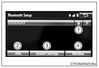 Toyota Highlander. Registering and connecting from the bluetooth setup screen