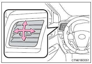 Toyota Highlander. Adjusting the position of and opening and closing the air outlets