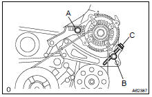 REMOVE V (COOLER COMPRESSOR TO CRANKSHAFT PULLEY) BELT NO.1