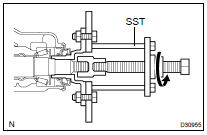 REMOVE REAR DRIVE PINION COMPANION FLANGE SUB-ASSY REAR