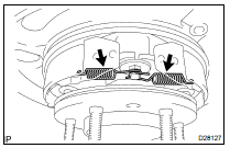  REMOVE PARKING BRAKE SHOE RETURN TENSION SPRING