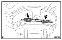 INSTALL PARKING BRAKE SHOE RETURN TENSION SPRING