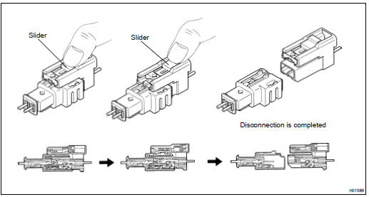 DISCONNECTION OF CONNECTOR FOR FRONT PASSENGER AIRBAG ASSY