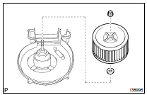 REMOVE REAR HEATER BLOWER FAN SUB-ASSY