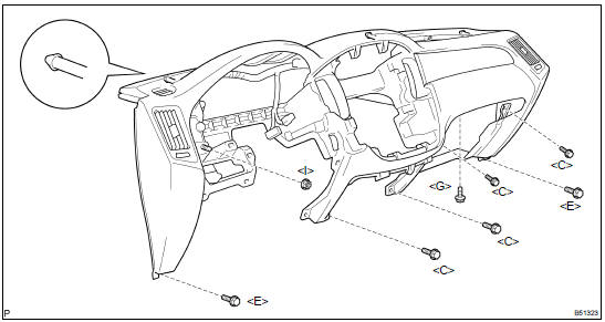 REMOVE INSTRUMENT PANEL SAFETY PAD SUB-ASSY W/PASSENGER AIR BAG ASSY