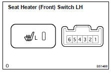  INSPECT SEAT HEATER (FRONT) SWITCH LH