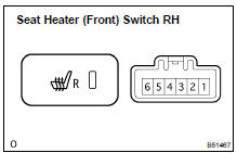 INSPECT SEAT HEATER (FRONT) SWITCH RH