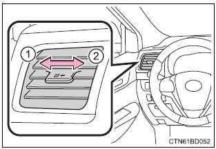Toyota Highlander. Adjusting the position of and opening and closing the air outlets