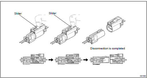 DISCONNECTION OF CONNECTOR FOR FRONT SEAT AIRBAG ASSY